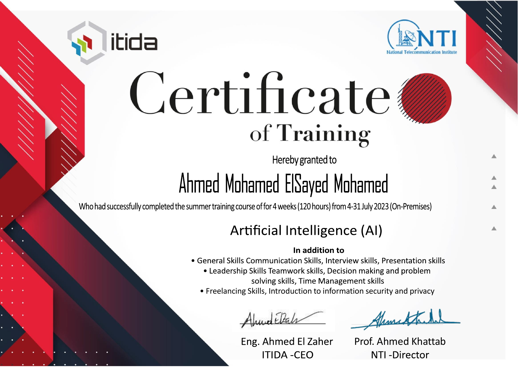 ITIDA Artificial Intelligence